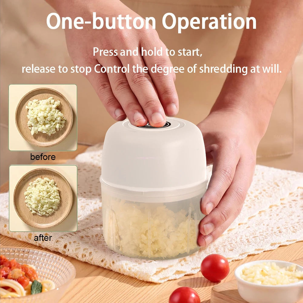 Electric Food Chopper Mini Portable Electric Garlic Vegetable Onion Chopper Multifunctional Wireless Electric Food Processors