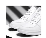 White Leather Sneakers with Thick Soles Men Shoes Outdoor Men Formal Shoes Invisible Inner Height Increasing Men's Shoes 6/8 CM