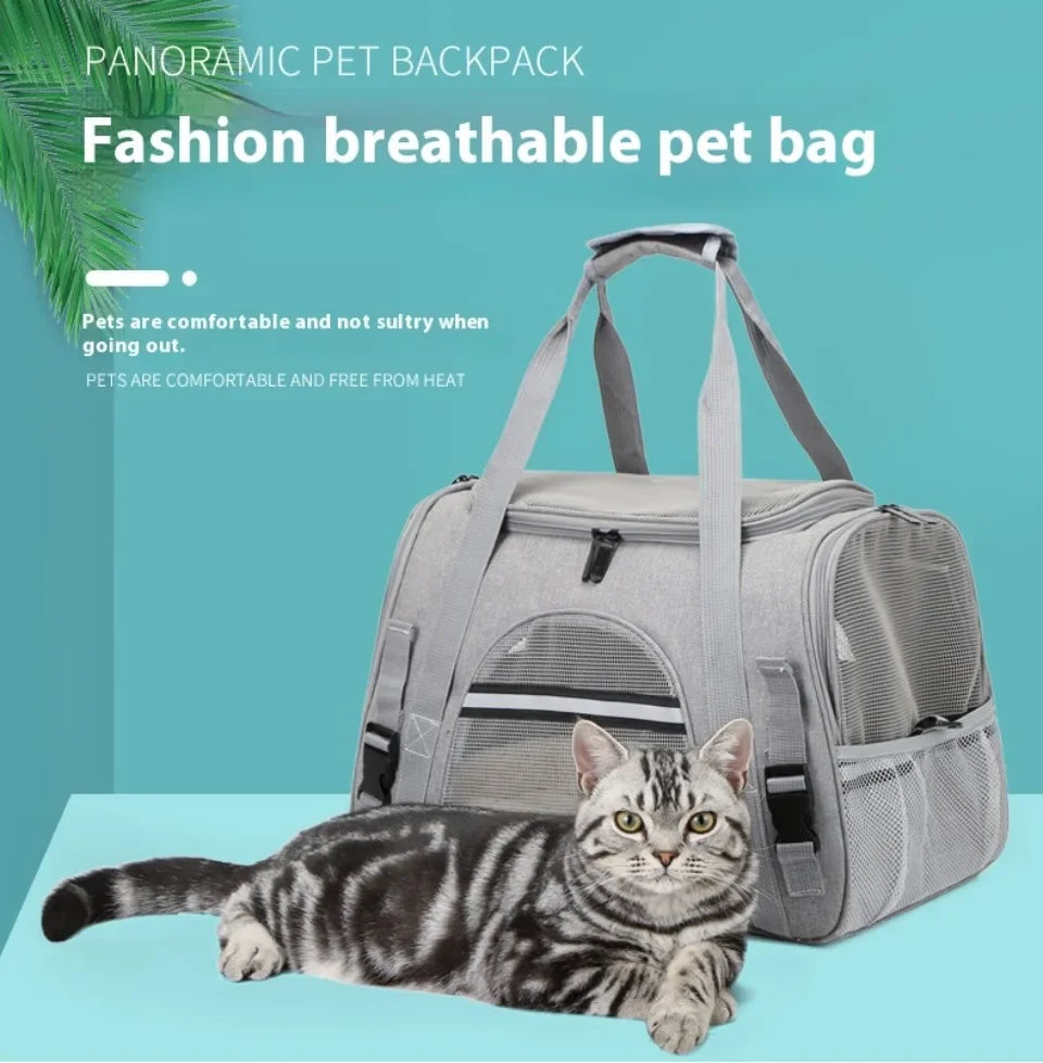 Travel Bag for Dog Cat Softl Pet Carriers Portable Breathable Foldable Bag Pets Transport Handbag with Locking Safety Zippers