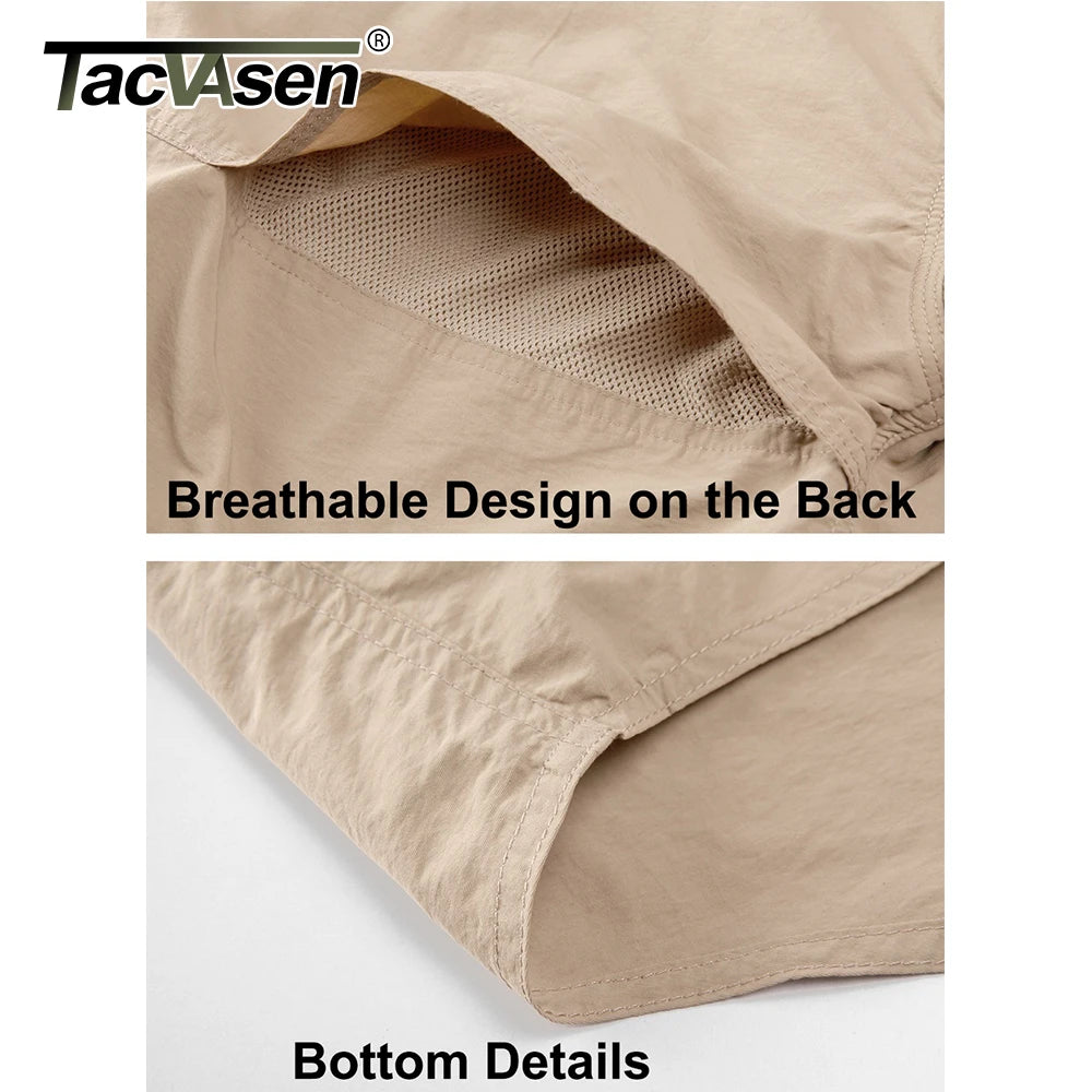 TACVASEN Mens Long Sleeve Shirts Summer Lightweight Quick Drying Shirt Hiking Nylon Shirts Long Sleeve Outdoor Work Cargo Shirts