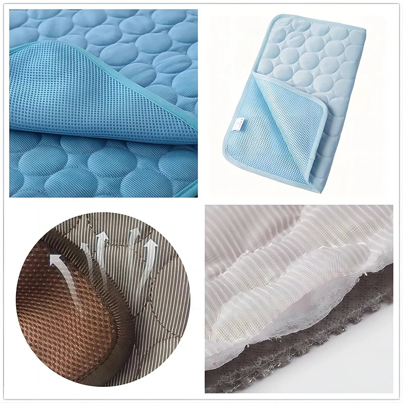 Pet Cooling Mat Dog Cat Sleeping Pad Cool Ice Silk Moisture-proof Mattress Cushion Summer Small Animal Cold Bed 5 sizes