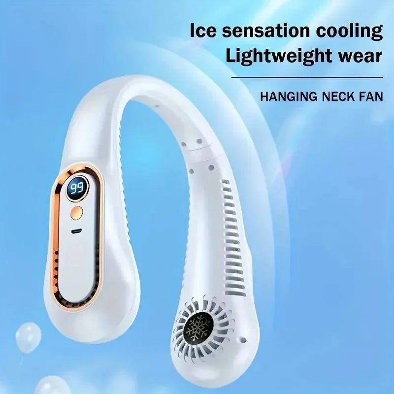 Hanging Neck Fan Digital Display Power ventilador Bladeless Neckband Fan Portable Mini Air Cooler USB Rechargeable Fan