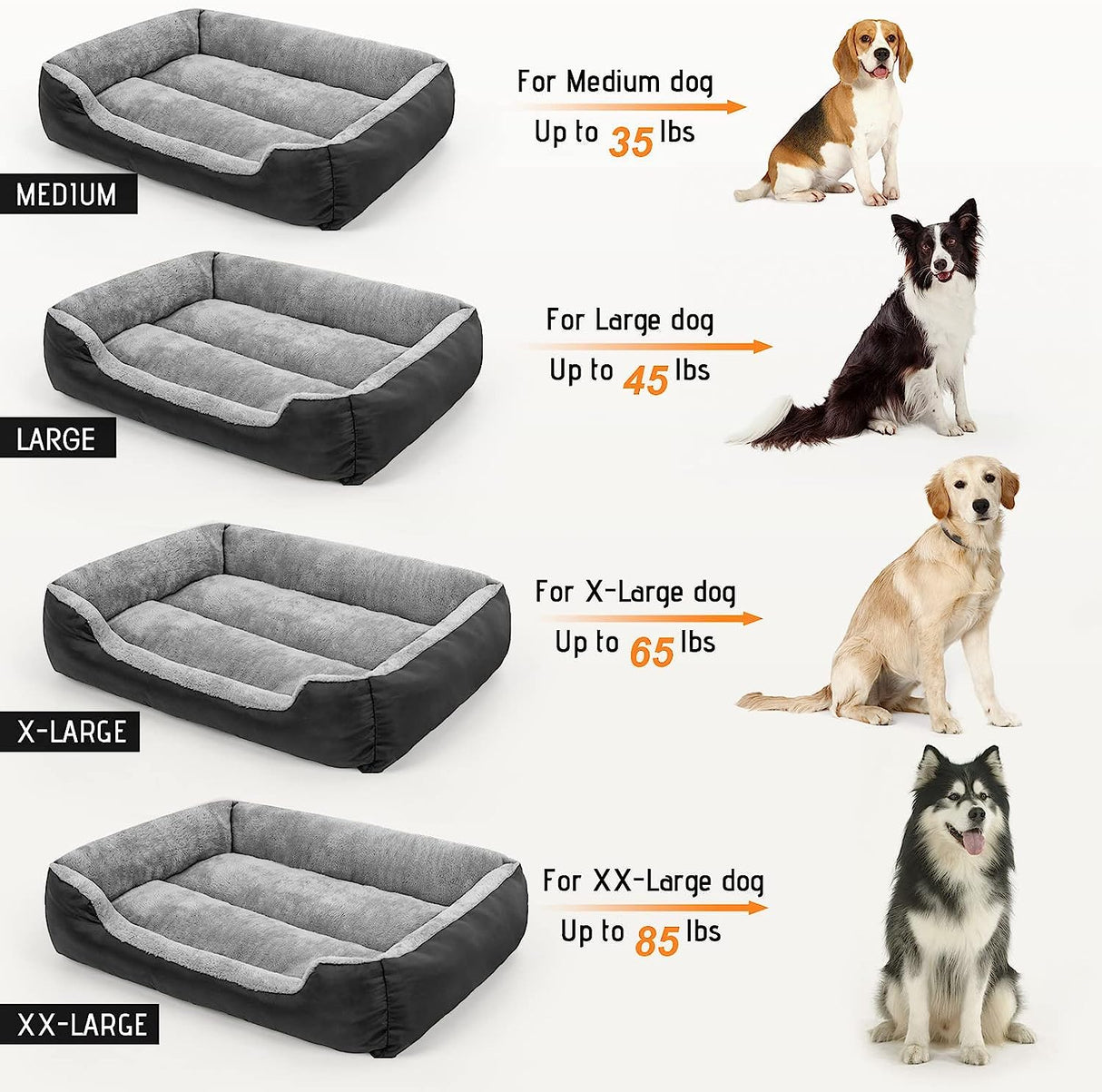 ATUBAN Dog Beds for Large Dogs, Washable Pet Bed Mattress Comfortable, Warming Rectangle Bed for Medium and Large Dogs, Cat Pets