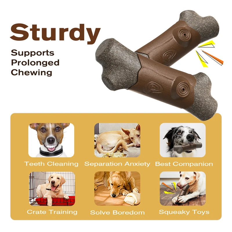 Large Dog Chew Toy Tougher than Real Bones Toy Solve Boredom Teeth Cleaning Separation Anxiety Crate Taining Sturdy Pet Supplies