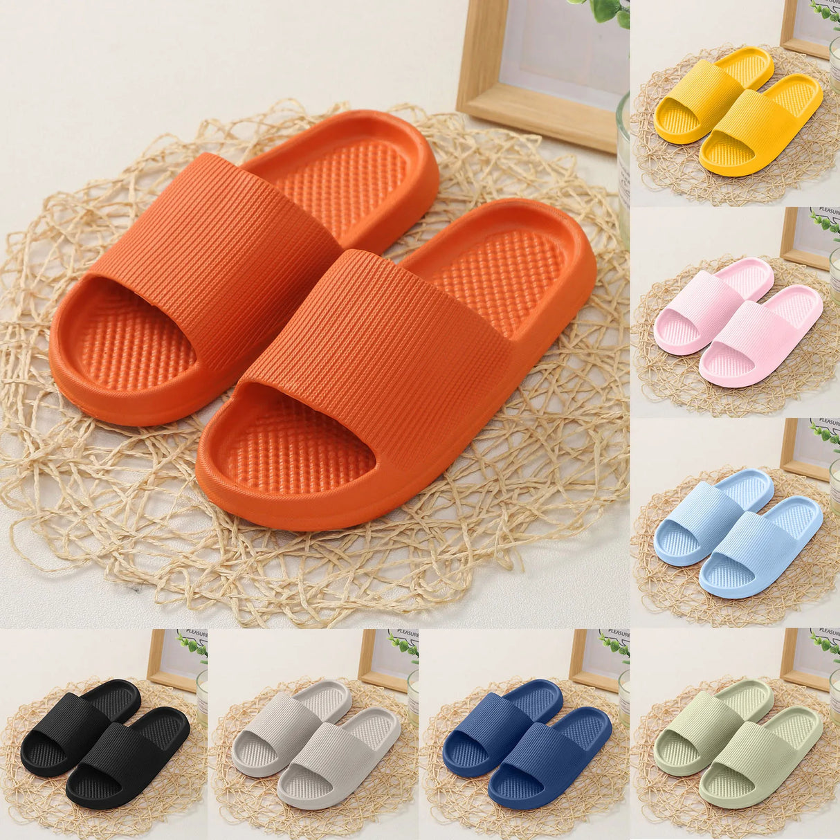 2024 Fashion Men Women Slippers Homewear Anti Slip Wear Resistant EVA Thick Sole Comfortable Indoor Slippers Bathroom Flip Flops