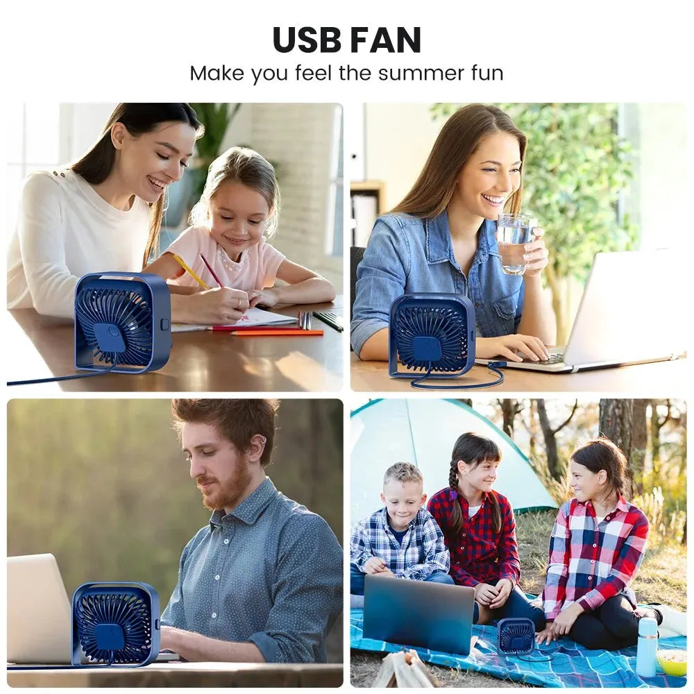 TOPK Mini Portable Fan,USB Desk Fan Table,Quiet 3 Speed Wind Personal Fan 360°Rotatable Head Standing Fans for Room Camping Hom