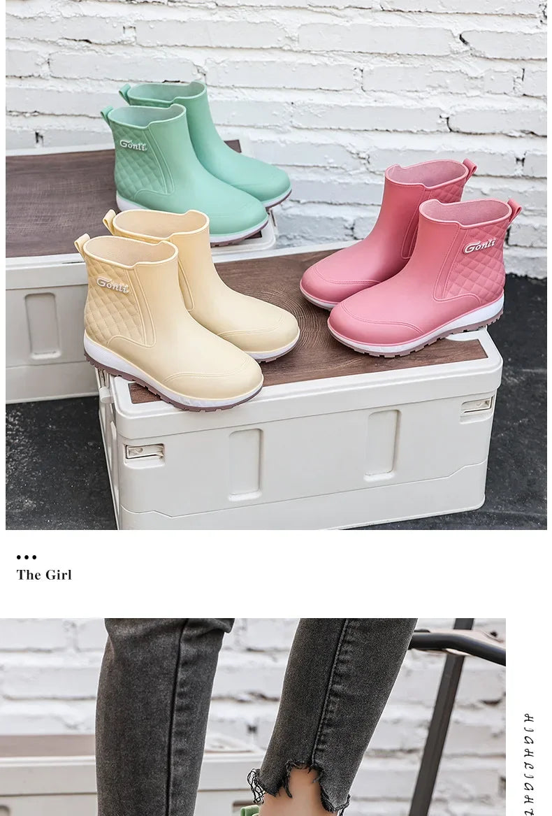 2024 New Fashionable Adult Nonslip Outer Wear Rainy Day Waterproof Rain Boots Waterproof Leisure Fishing and Sea Shoes for Women