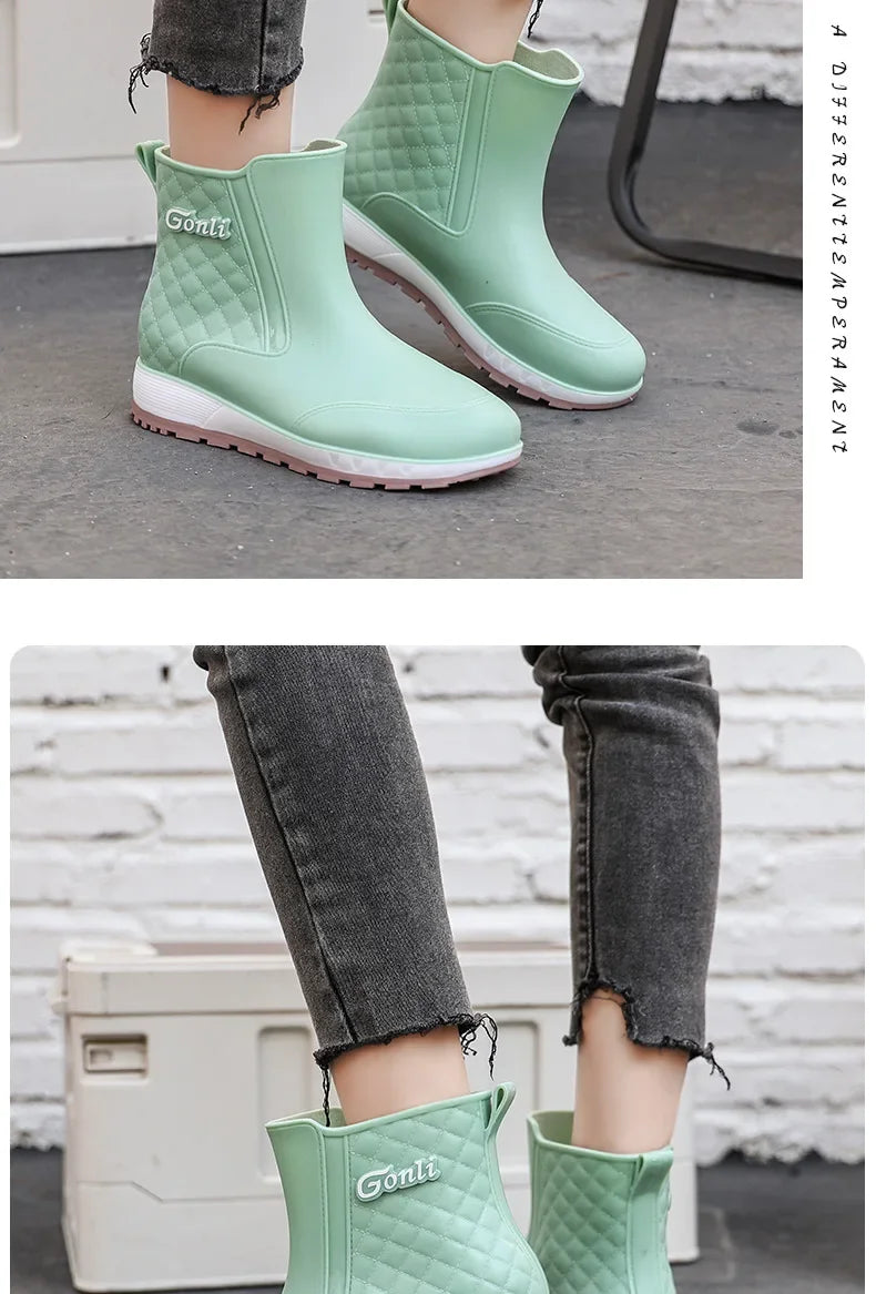 2024 New Fashionable Adult Nonslip Outer Wear Rainy Day Waterproof Rain Boots Waterproof Leisure Fishing and Sea Shoes for Women