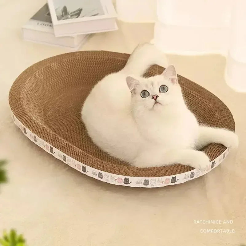 Cat Scratcher Cardboard Cat Scratcher Bed Corrugated Oval Cat Scratch Pad Board Claw Toys for Cats Wear-Resistant Cat Bed Nest