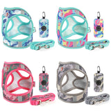 3 Pcs Dog Harness Leash and Poop Bag Dispenser Set for Small Medium Dogs Cats Pet Walking Supplies Puppy Chihuahua Harness Vest