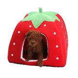 Soft Strawberry Leopard Dog Cat House Tent Kennel Doggy Winter Warm Cushion Basket Animal Bed Cave Pet Supplies