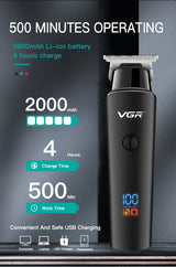 VGR Hair Trimmer Professional Electric Trimmers Cordless Hair Clipper Rechargeable LED Display V 937