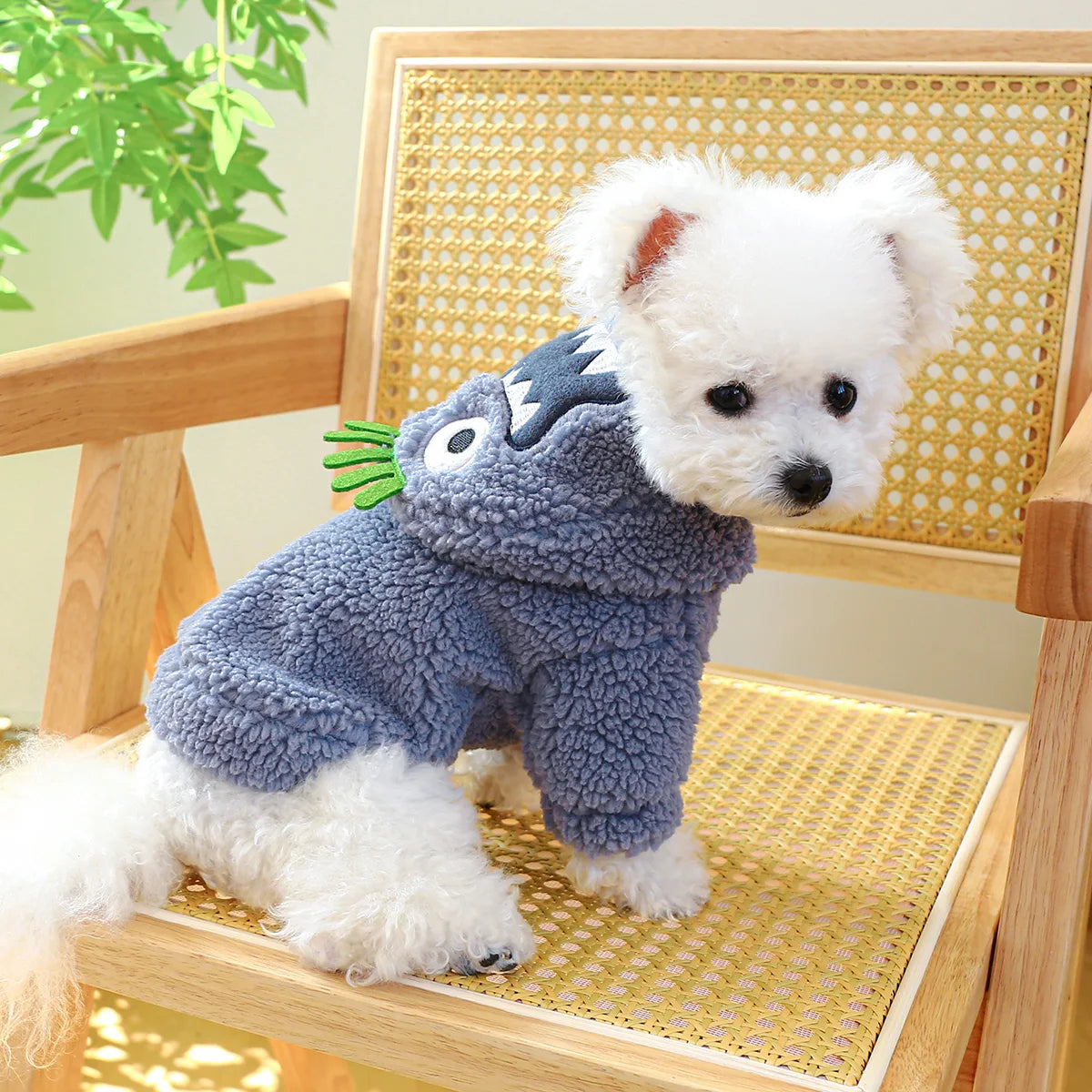 1PC Pet Apparel Cat Autumn/Winter Plush Thickened Warm Halloween Funny Hoodie Coat With Drawstring Buckle For Small Medium Dogs