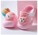 Summer Kids Slippers Sandals Hole Shoes Cute Personality Three-Dimensional Bears Soft Soles Comfortable Boys Girls Slippers