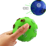 Funny Pet Dog Foot Print Ball Toy Colorful Sound Squeaky Toys for Dogs Cats Soft Rubber Chew Sound Interactive Ball Toys