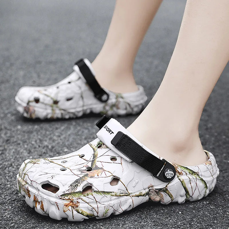 Summer Outdoor Beach Sandals Men Clogs Shoe Women Slippers Camouflage Platform Aqua Shoes Soft EVA Indoor Home Slides Flip Flops