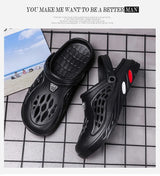 Comwarm Summer Men's Clogs Slippers Fashion Hole Shoes Beach Sandals Indoor House Flats Shoes Lightweight Soft Bathroom Slides