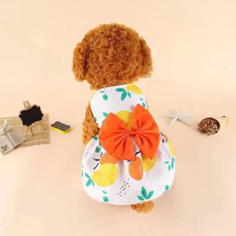 Pet Clothes Dog Dress For Female Pet Cat Puppy Floral Princess Skirt S-Xl