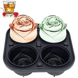 3D Rose Ice Molds 2.5 Inch, Large Ice Cube Trays, Make 4 Giant Cute Flower Shape Ice, Silicone Rubber Fun Big Ice Ball Maker