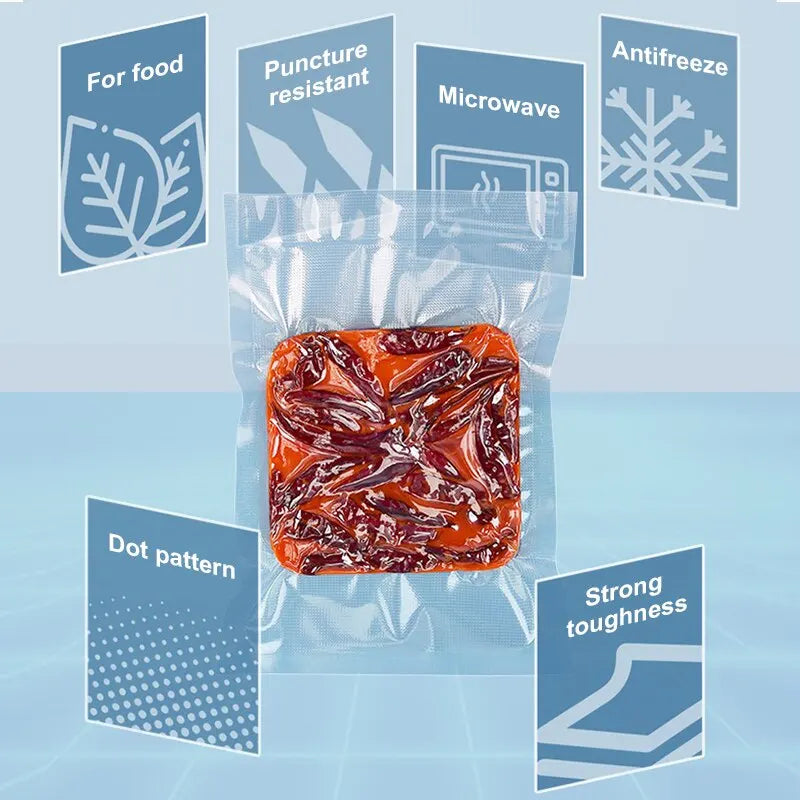 Food Vacuum Sealer Storage Saver Bags Vacuum Plastic Rolls 5 Size Bags For Kitchen Vacuum Sealer to Keep Food Fresh