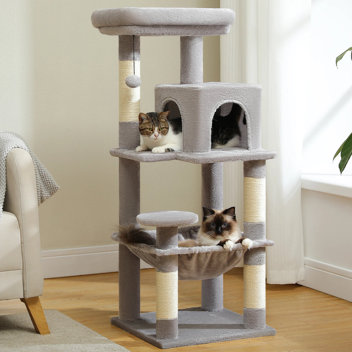 Multi-Level Cat Tree with Scratching Post Luxury Cat Tower with Condo House Cat Scratcher for Indoor Cat Accessories Pet Cat Toy