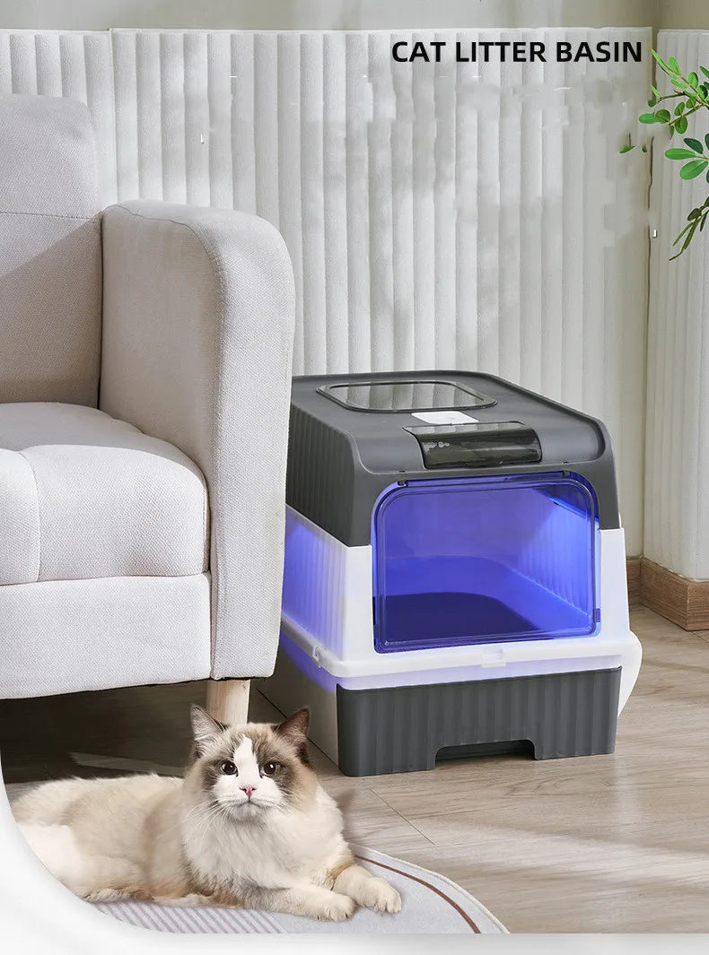 Cat Litter Box Oversize Rechargeable Sterilizing Deodorant Fully EnclosedToilet Large Capacity UV Sterilizatio Cat Toilet