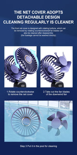 USB Handheld Mini Fan Foldable Portable Neck Hanging Fans 5 Speed USB Rechargeable Fan with Phone Stand and Display Screen