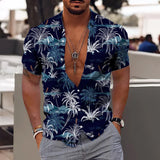 2024 Coconut Tree Shirts For Men 3d Printed Men's Hawaiian Shirt Beach 5xl Short Sleeve Fashion Tops Tee Shirt Man Blouse Camisa