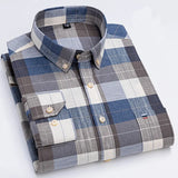 100% Cotton Mens Oxford Shirts New Hot Sale Long Sleeve Casual Stripe Soft Buttoned Plaid Formal Male Clothes Plus Size 7XL 6XL