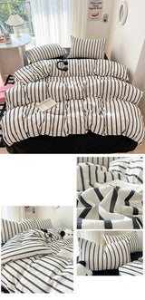 Stripe Style Duvet Cover Pillowcase with Bedsheet Soft Bed Linen Sets Skin-friendly Bedding Set for Home постельное бельё набор