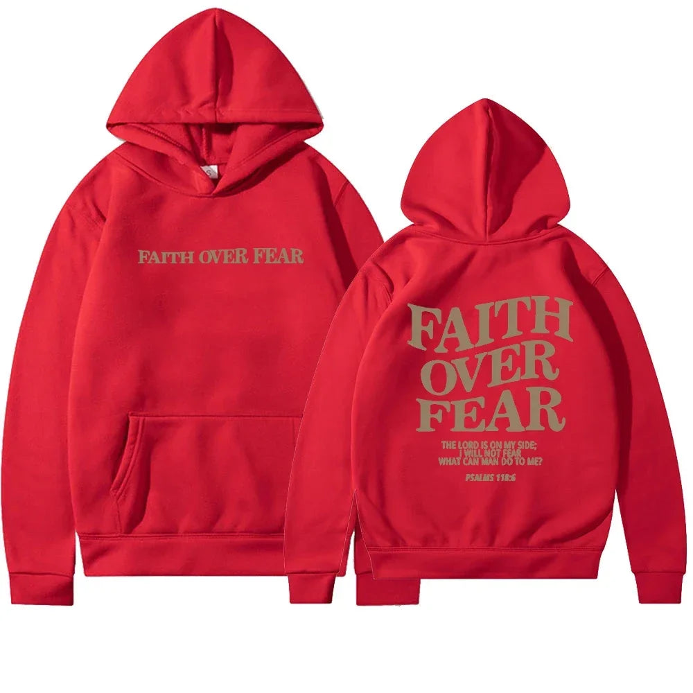 Faith Overcomes Fear - Christian Hooded Sweatshirts Jesus Plus Size Hoodie Streetwear Fashion Pullover Men And Women Clothing