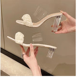 Transparent Crystal Slippers with High Heels5cm~9cm Fashion Sandals, Summer Beach Casual Thick High Heels Sandals, Women's Shoes