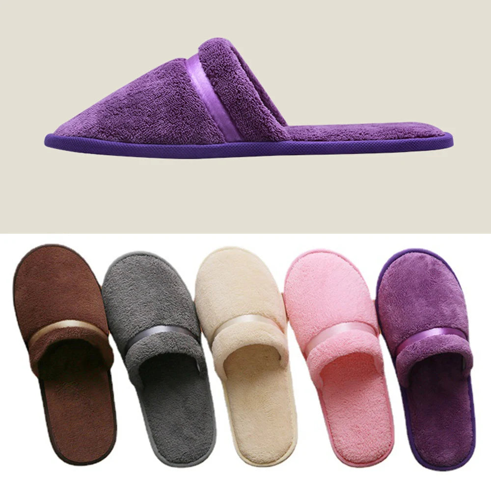 1Pair Disposable Winter Slipper Men Women Hotel Home Slippers Non-slip Portable Travel Sandals Coral Fleece Soft Warm Flip Flops