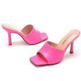 Crystal Queen Women 9cm High Heels Mules Fetish Summer Sandals Stiletto Slippers Prom Platform Stripper Candy Color Shoes