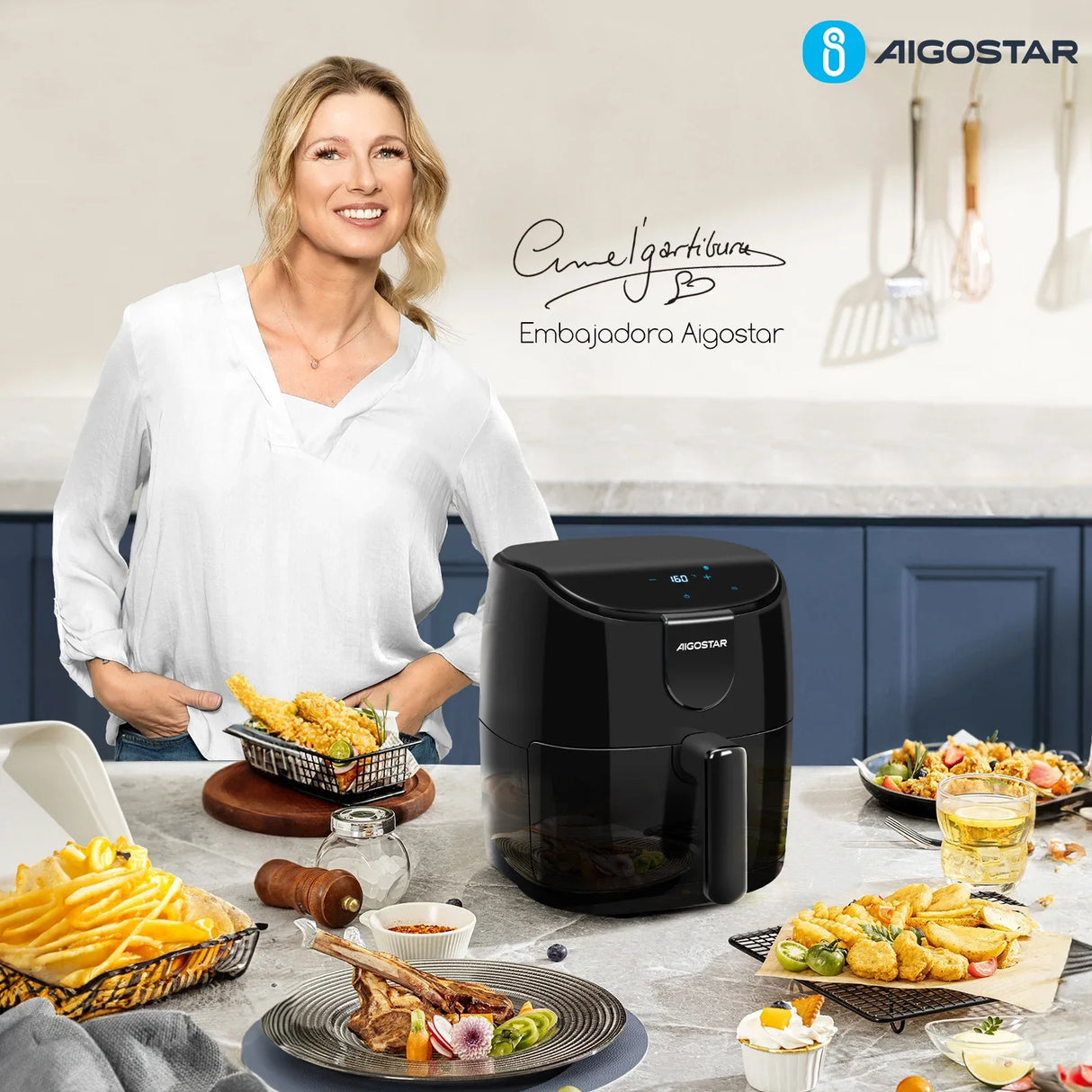 Air Fryer 9 in 1, Air Fryer 4L with 60 Minute Timer and LED Display, Temperature Adjustable 40 ℃ to 200 ℃, Non-stick Basket, Less Oil and Smokeless, 1500W