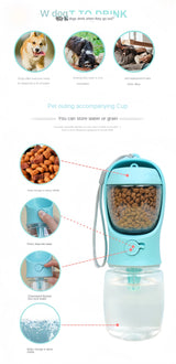 Pets Water Bottle Portable Food Grade Material Dog Cat Travel Pet Water Cup Bottle With Food Dispenser puppy water bottle