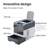 Extra Large Cat Litter Box with Lid and Spoon, Odor Proof Fully Enclosed Drawer Style Top in Cat Toilet Pet Supplies