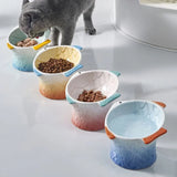 Cat Bowl Pet Feeder Dish Dog Treats Bowls Plate Feeding Eating Ceramic Elevated Dishes Kitten Decorative Creative Raised Water