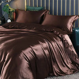 High-end Blending Natural Mulberry Silk Bedding Set Luxury Satin Silky Queen Size Duvet Cover Set with Sheets King Size Bed Set