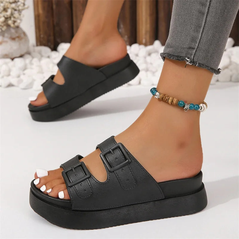 2024 New Summer Style Fashionable and Comfortable Thick-soled Fashionable Beach Platform Shoes Non-slip Soft-soled  and Slippers