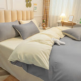 Cream Style Solid Colours Pink Yellow Bedding Set Twin Full Queen King Size Bed Linen Girls Adults  Bed Flat Sheet Pillowcase