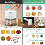 Electric Kitchen Food Chopper Mini Garlic Masher Crusher USB Portable Meat Grinder Vegetable Chopper For Kitchen Gadgets