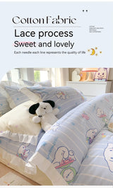 Sanrio Kids Bedding Set Kuromi Cinnamoroll Mymelody Duvet Cover Bed Sheet Pillowcase Bedsheet Double Single King Queen Twin Size