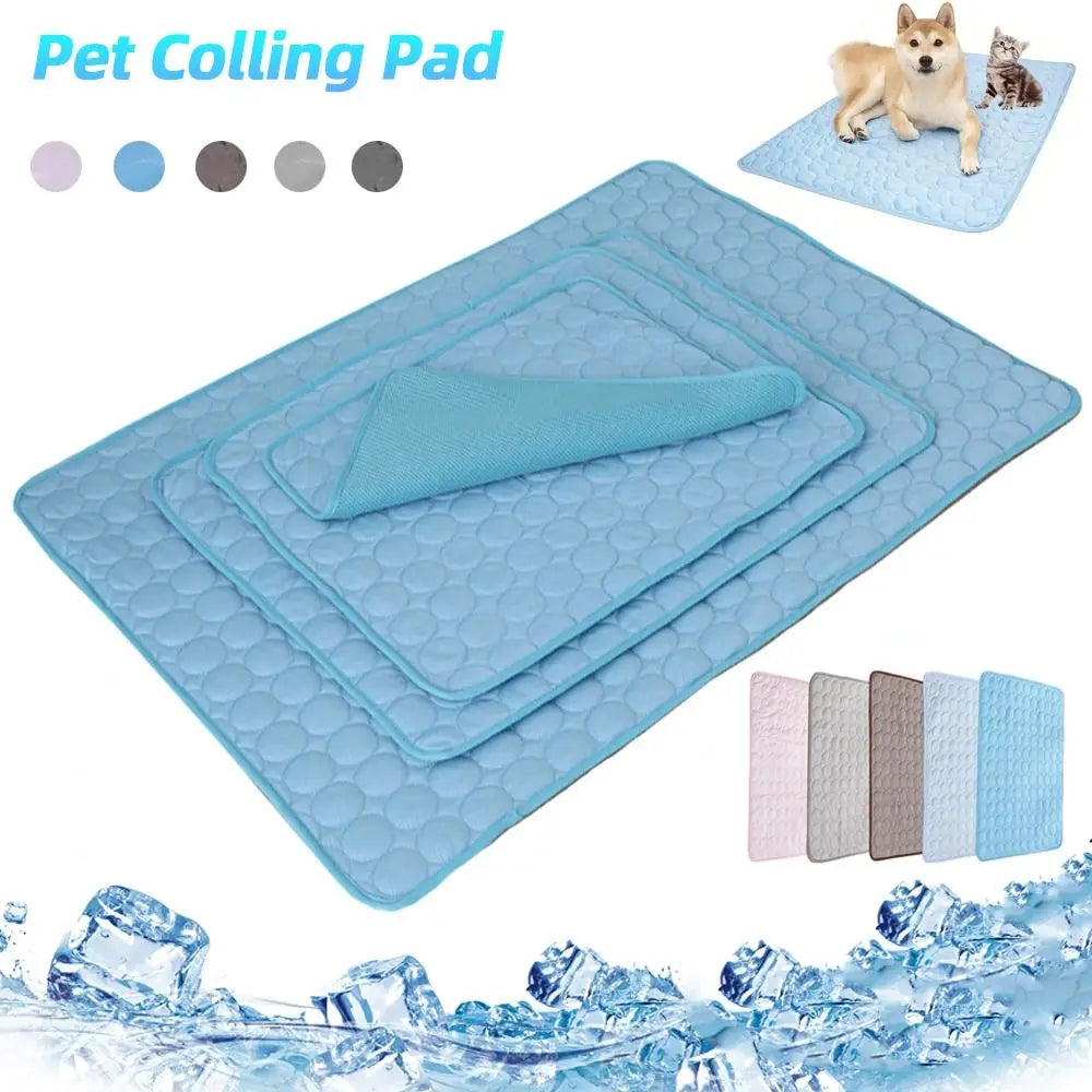 Pet Cooling Mat Dog Cat Sleeping Pad Cool Ice Silk Moisture-proof Mattress Cushion Summer Small Animal Cold Bed 5 sizes