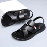 Summer Men's Brand Men's Fashion Trend Beach sandals Soft Breathable Men's Sandals Black Leather Sandals Free Shipping Shoes