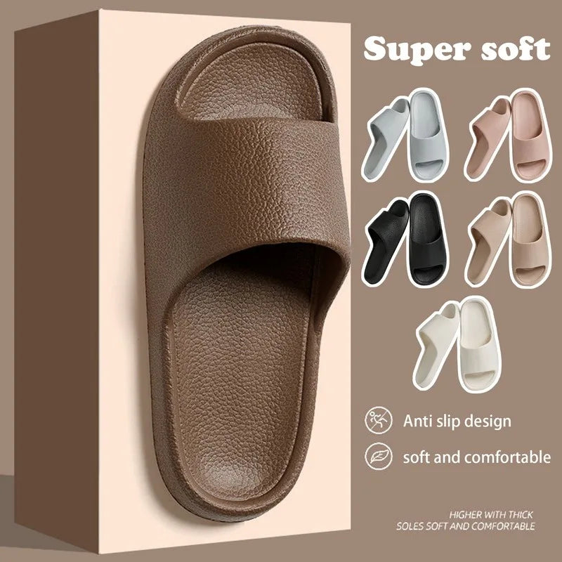 2024 Summer Slippers Men Women Soft Indoor Home Flat Sandals Fashion Flip Flops Beach Shoes Man Couple Non-Slip Bathroom Slides