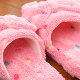 Women's Warm Home Slippers Cute Autumn Winter Bow Warmth Thick Plush Non-Slip Leisure Shoes Soft Bedroom Floor Flat Slides