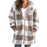 2024 New Amazon Long Sleeve Plaid Hooded Zipper Women's Jacket Loose Fit Pocket Included Casual Ladies Outerwear