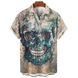 Summer Skull Head 3D Printed Men Shirt Man/Women Casual Fashion Short Sleeves Shirts Button Lapel Tops Oversized Unisex Clothes