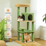 Multi-Level Cat Tree with Scratching Post Luxury Cat Tower with Condo House Cat Scratcher for Indoor Cat Accessories Pet Cat Toy